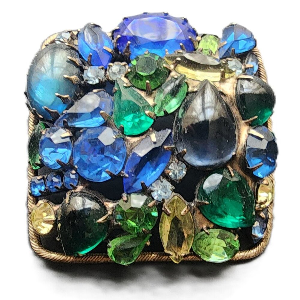 Multicolor vintage Square Brooch